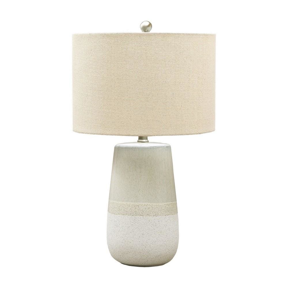Speckled Ceramic Base Table Lamp with Drum Shade, Beige By Casagear Home