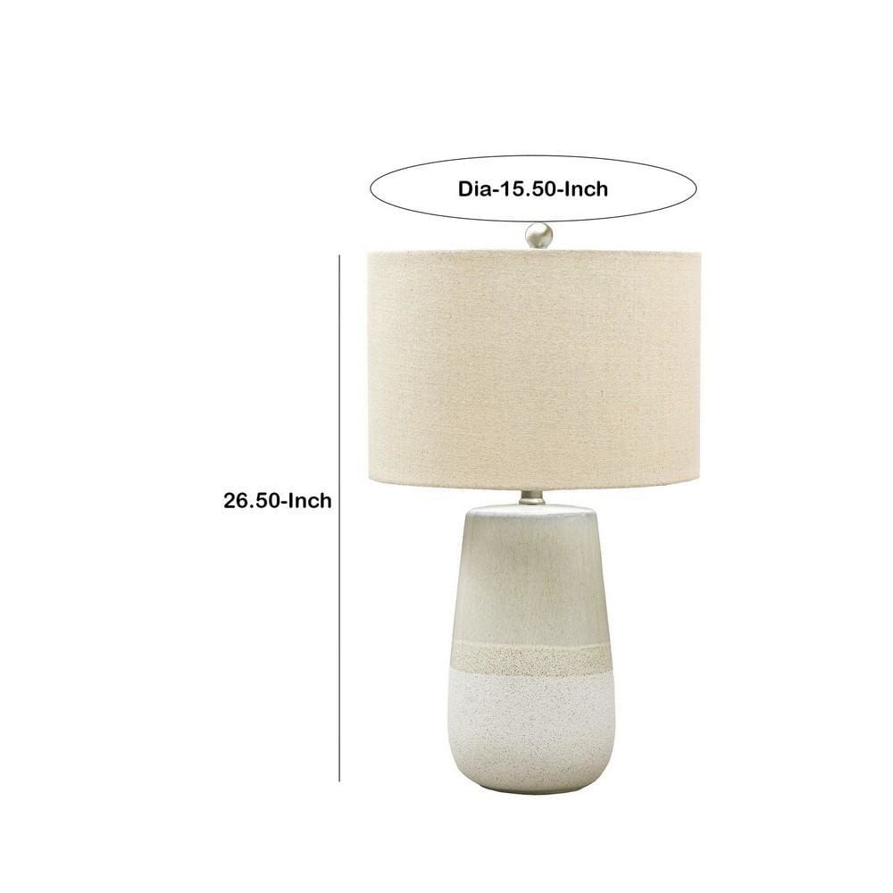 Speckled Ceramic Base Table Lamp with Drum Shade Beige By Casagear Home BM230969