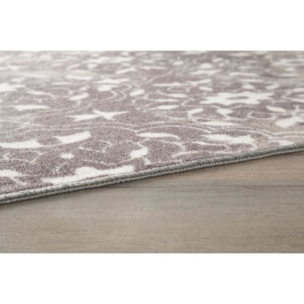 81 x 52 Nylon Rug with Ikat Pattern Gray & White By Casagear Home BM230977