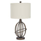 Armillary Base Table Lamp with Fabric Shade, White & Bronze By Casagear Home