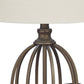 Armillary Base Table Lamp with Fabric Shade White & Bronze By Casagear Home BM230981