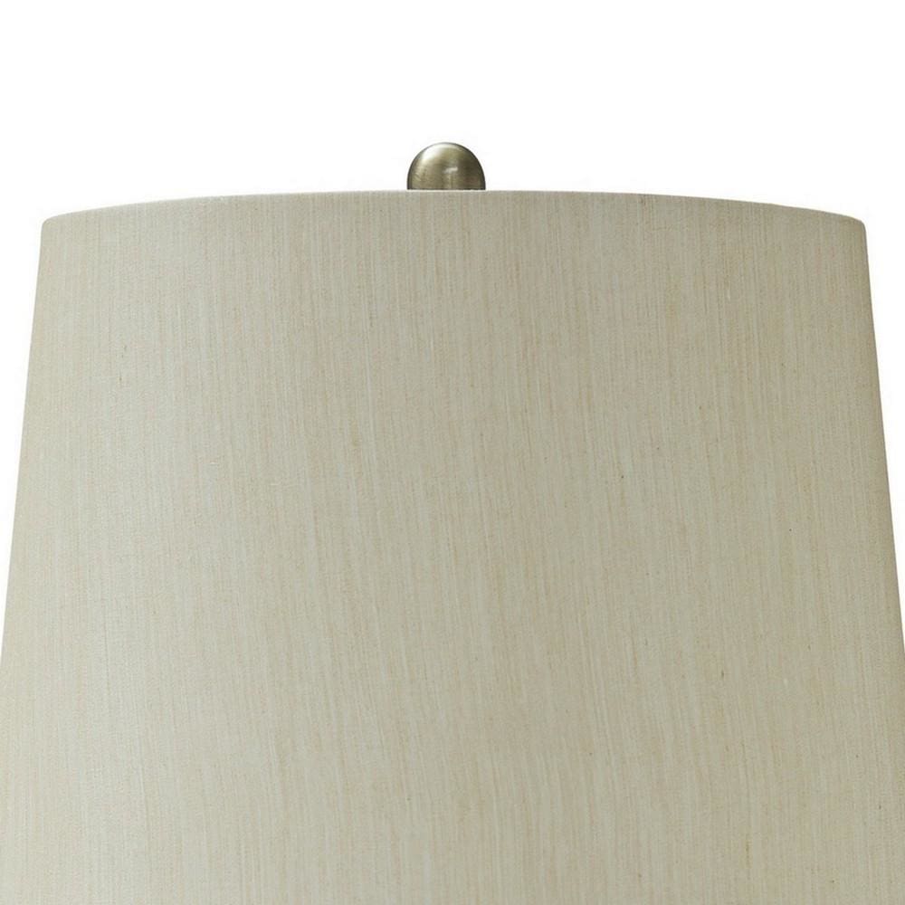 Bellied Glass Table Lamp with Fabric Shade Beige & Clear By Casagear Home BM230982