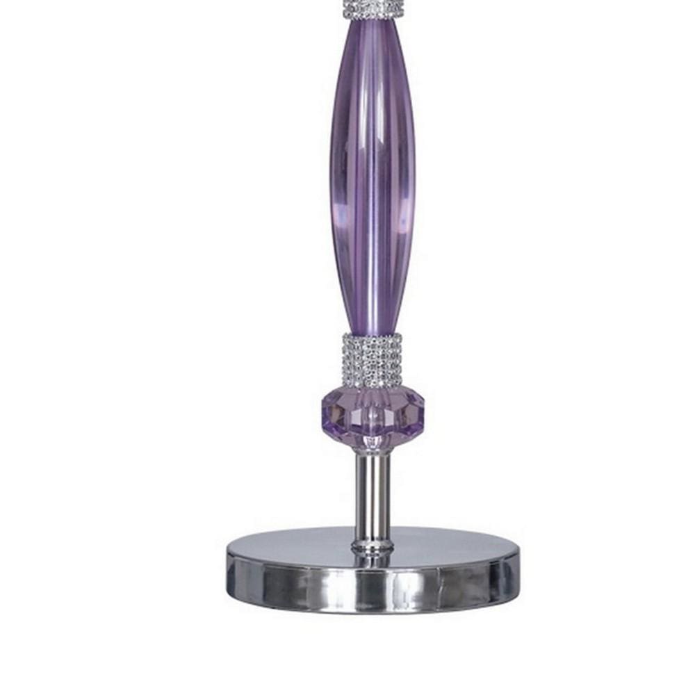 Acrylic & Metal Base Table Lamp with Fabric Shade Purple By Casagear Home BM230989