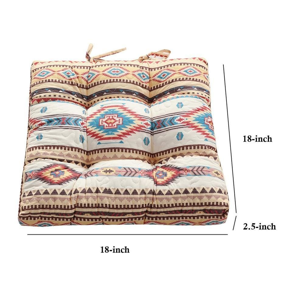 Tisa Traditional Ikat Pattern Fabric Chair Pad Multicolor By Casagear Home BM231024