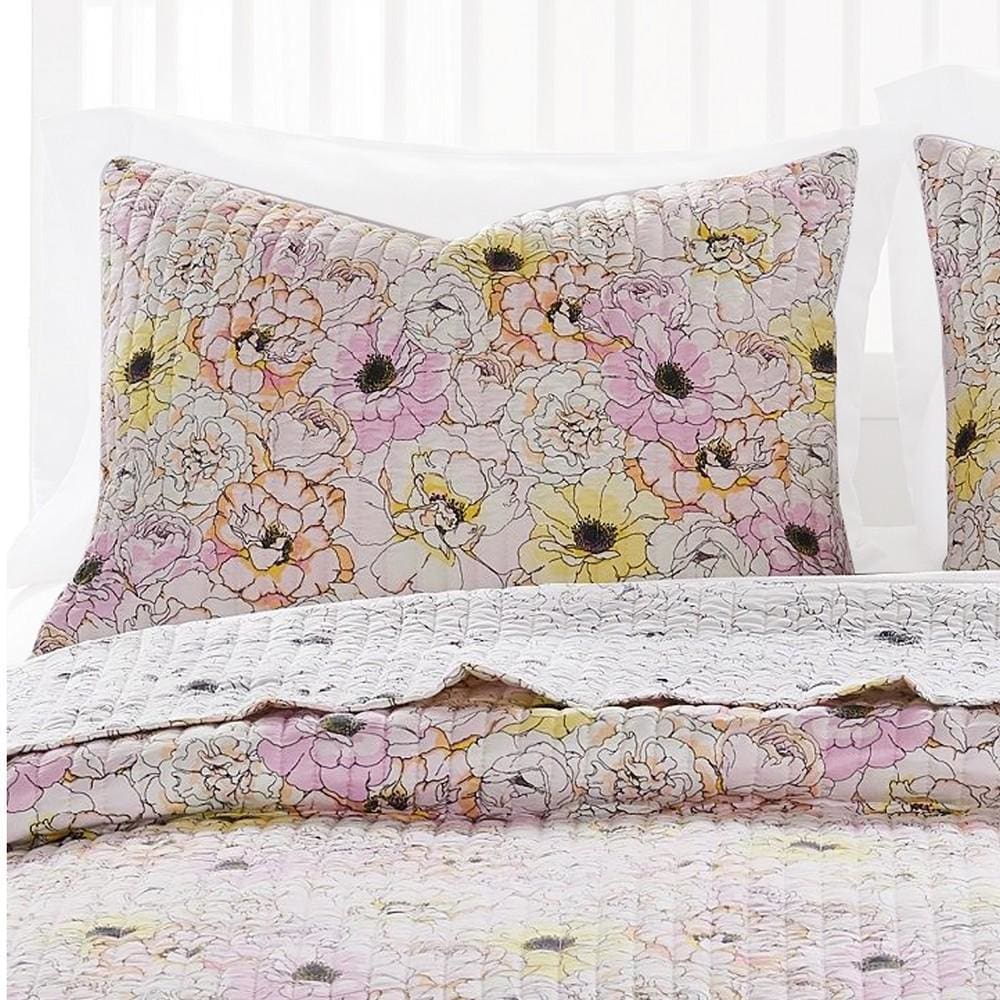 Milan 2 Piece Blooming Flowers Twin Quilt Set White and Pink By Casagear Home BM231047