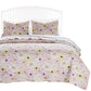 Milan 3 Piece Blooming Flowers Queen Quilt Set, White and Pink By Casagear Home