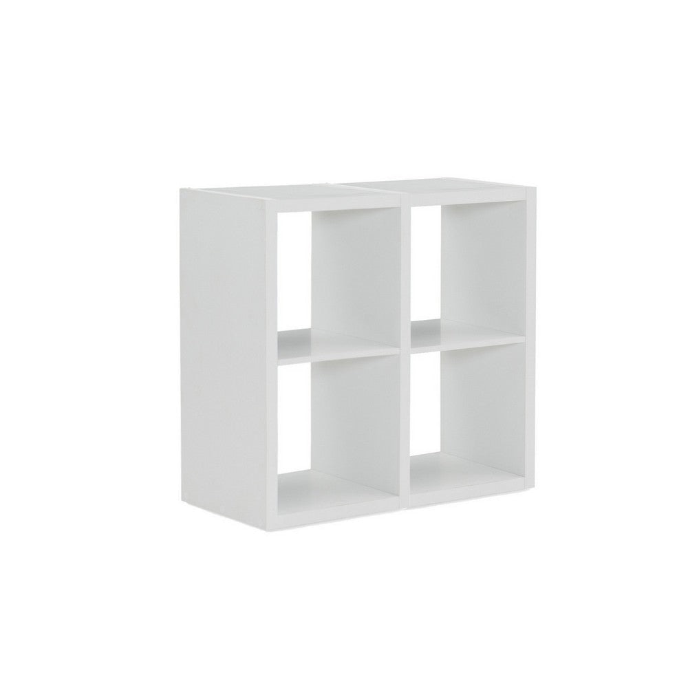 30 Inch Wooden Four Cubby Storage Cabinet, White By Linon Home Decor