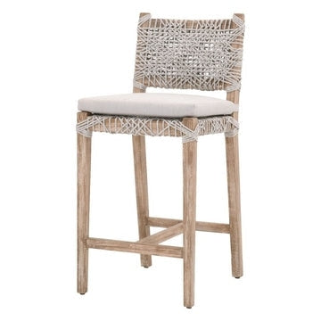 Interwined Rope Design Counter Stool with Removable Seat Cushion, Gray By Casagear Home