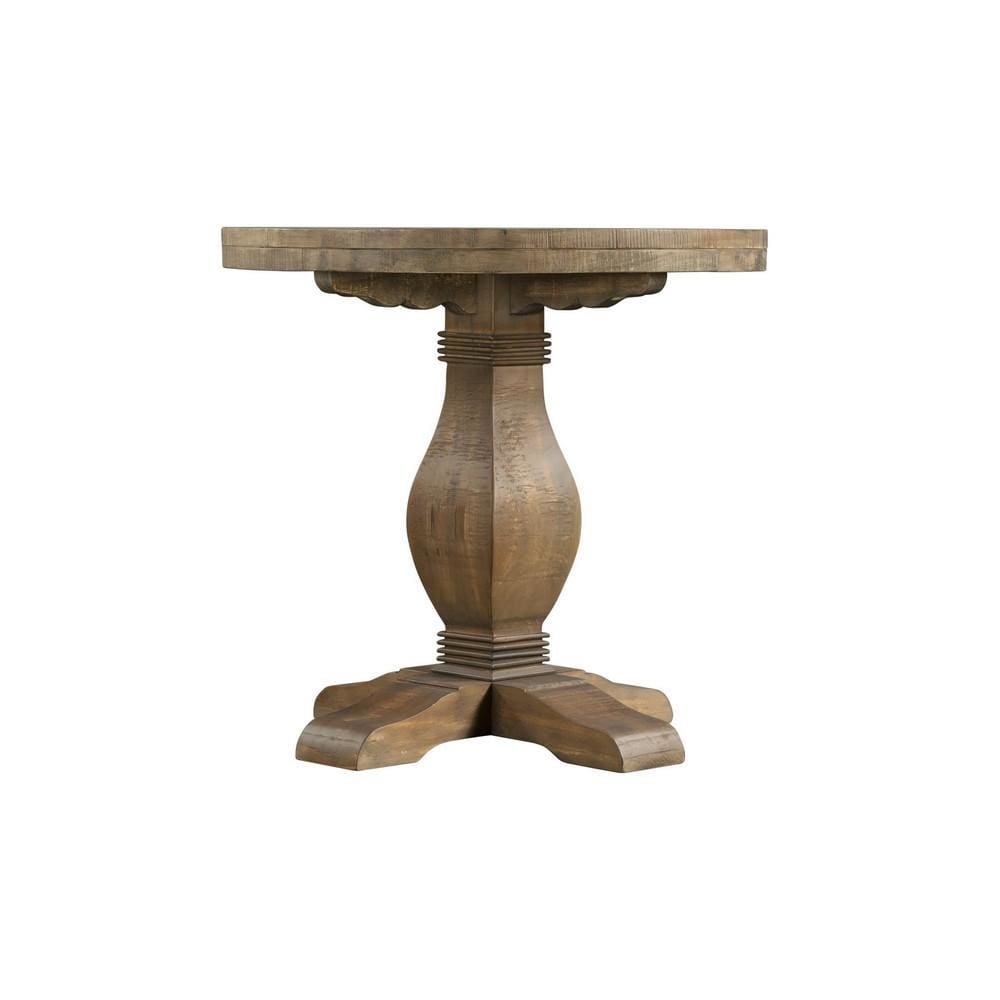 26 Round End Table with Pedestal Base Brown by Casagear Home BM231159