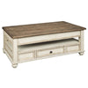 Juno Coffee Table | 18" | Lift Top | 2 Tone Wood | White & Brown