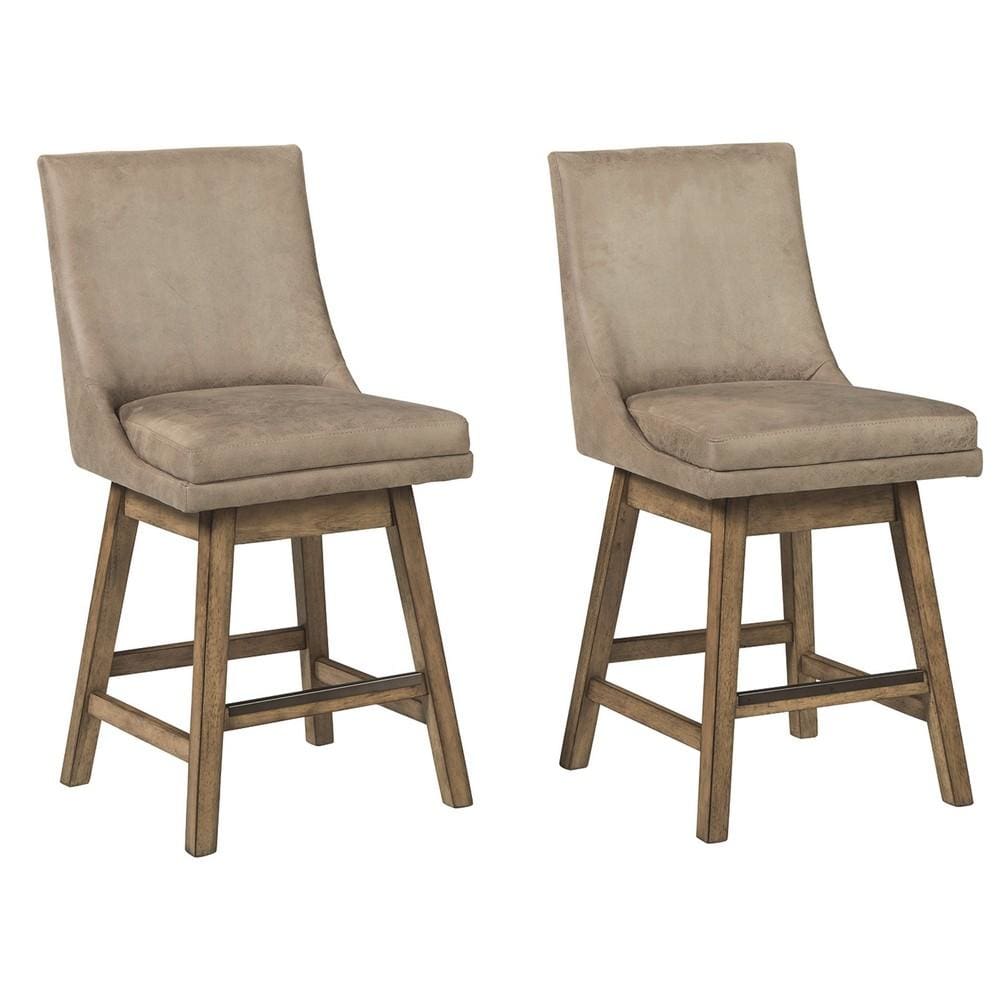 39" Leatherette Padded Swivel Barstool, Set of 2, Beige By Casagear Home
