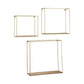 Metal Frame Wall Shelf with Keyhole Hanger, Set of 3, Gold By Casagear Home