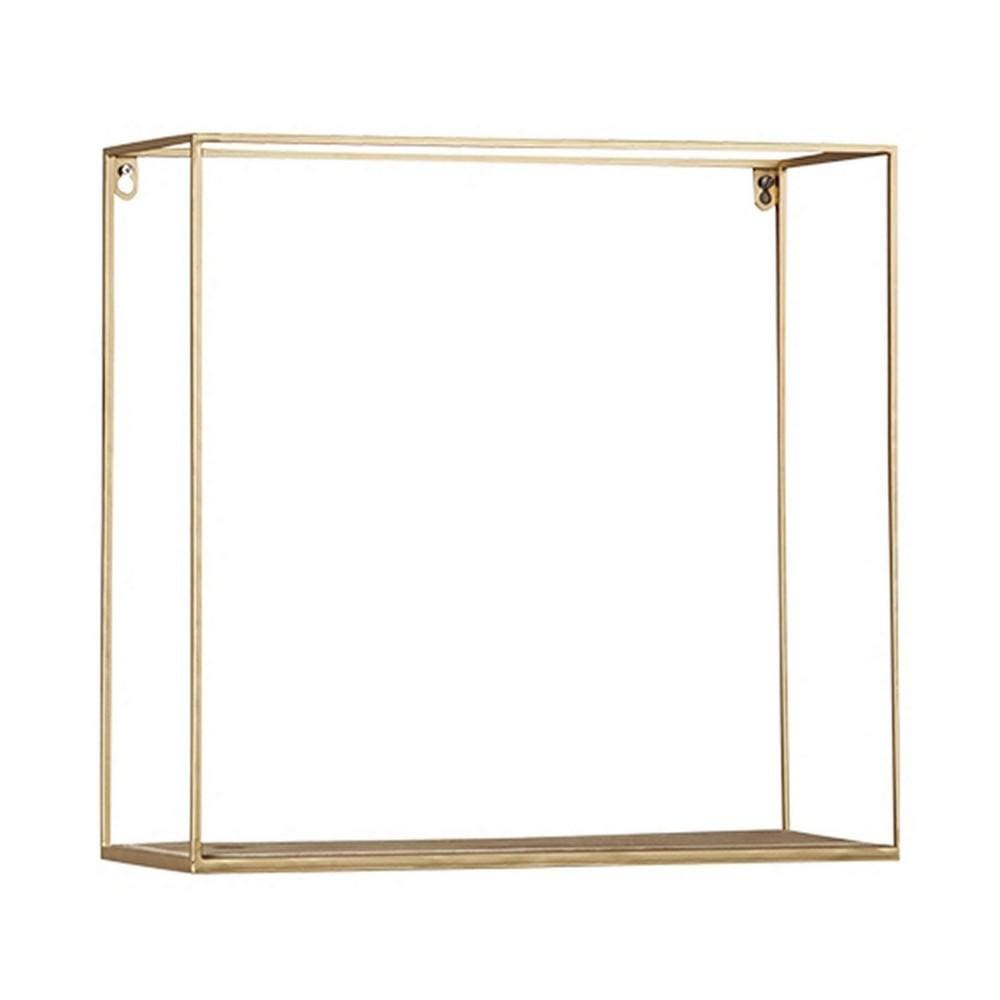 Metal Frame Wall Shelf with Keyhole Hanger Set of 3 Gold By Casagear Home BM231417