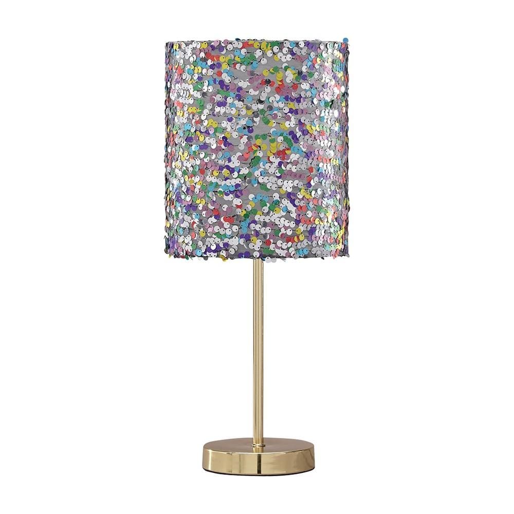 Metal Table Lamp with Sequined Shade, Multicolor By Casagear Home