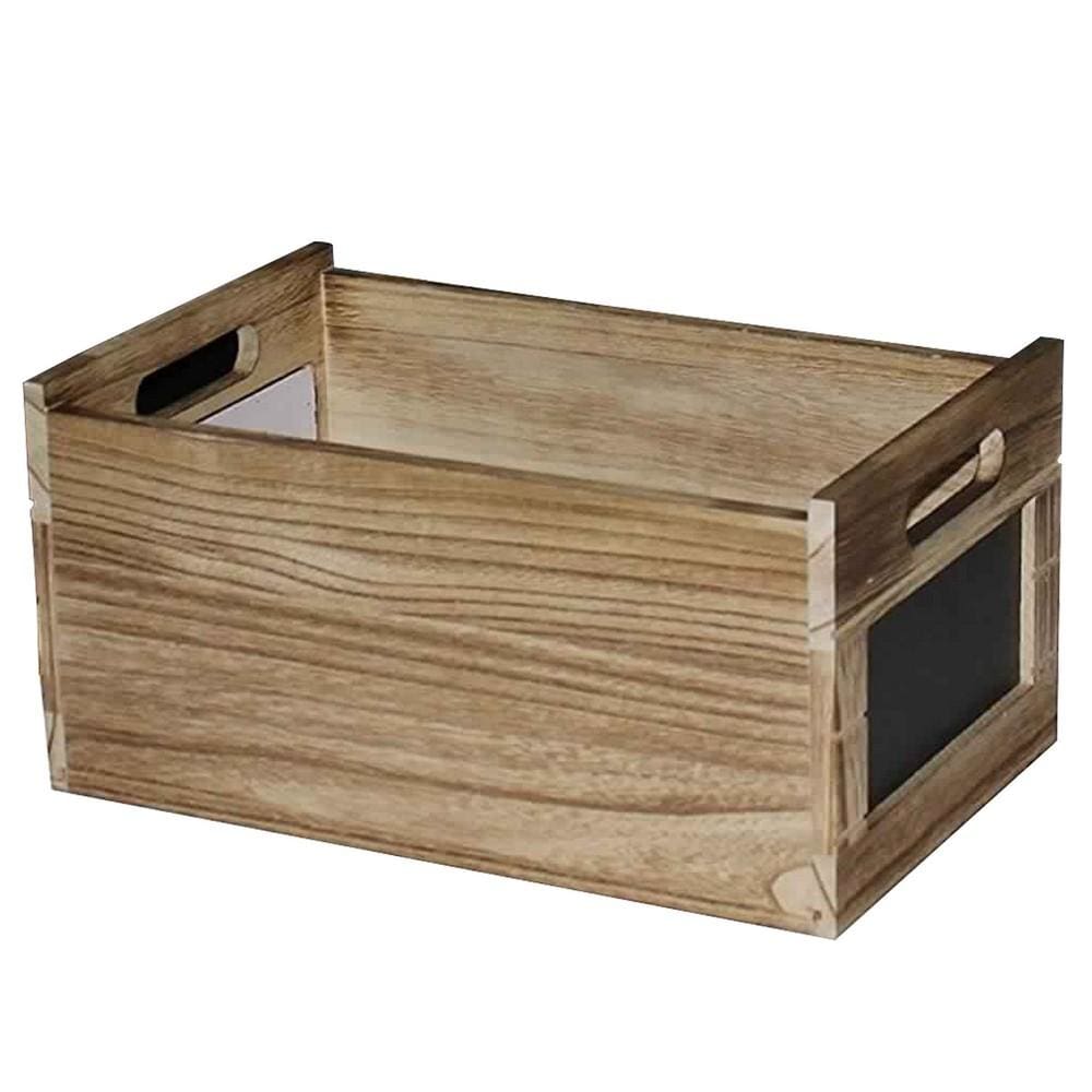 Chalkboard Inserted Wooden Storage Box with Cutout Handles Set of 4,Brown By Casagear Home BM231484