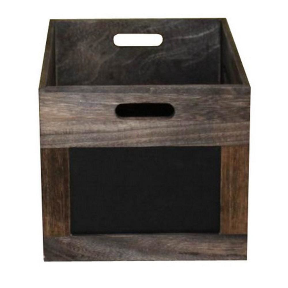 Cutout Design Wooden Box with Chalkboard Inserts Set of 3 Brown and Black By Casagear Home BM231485