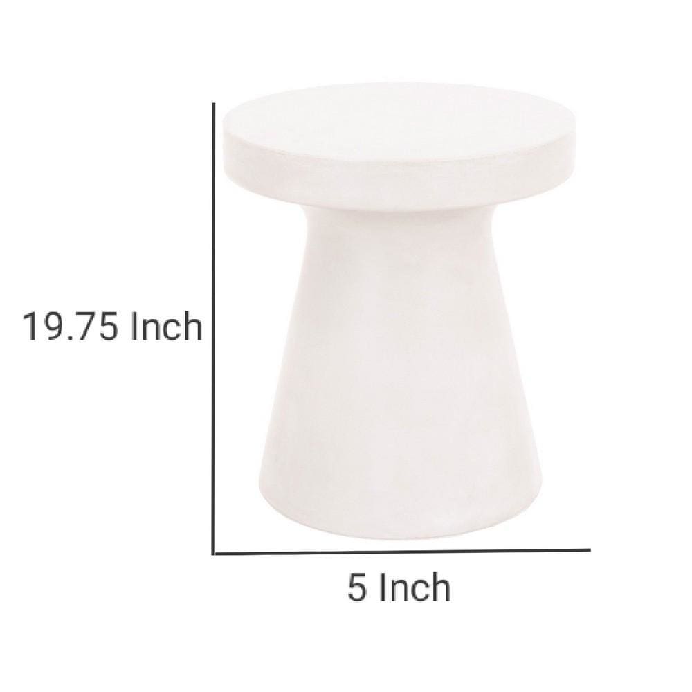 Round Top Concrete Accent Table with Flared Pedestal Base Off White By Casagear Home BM231493