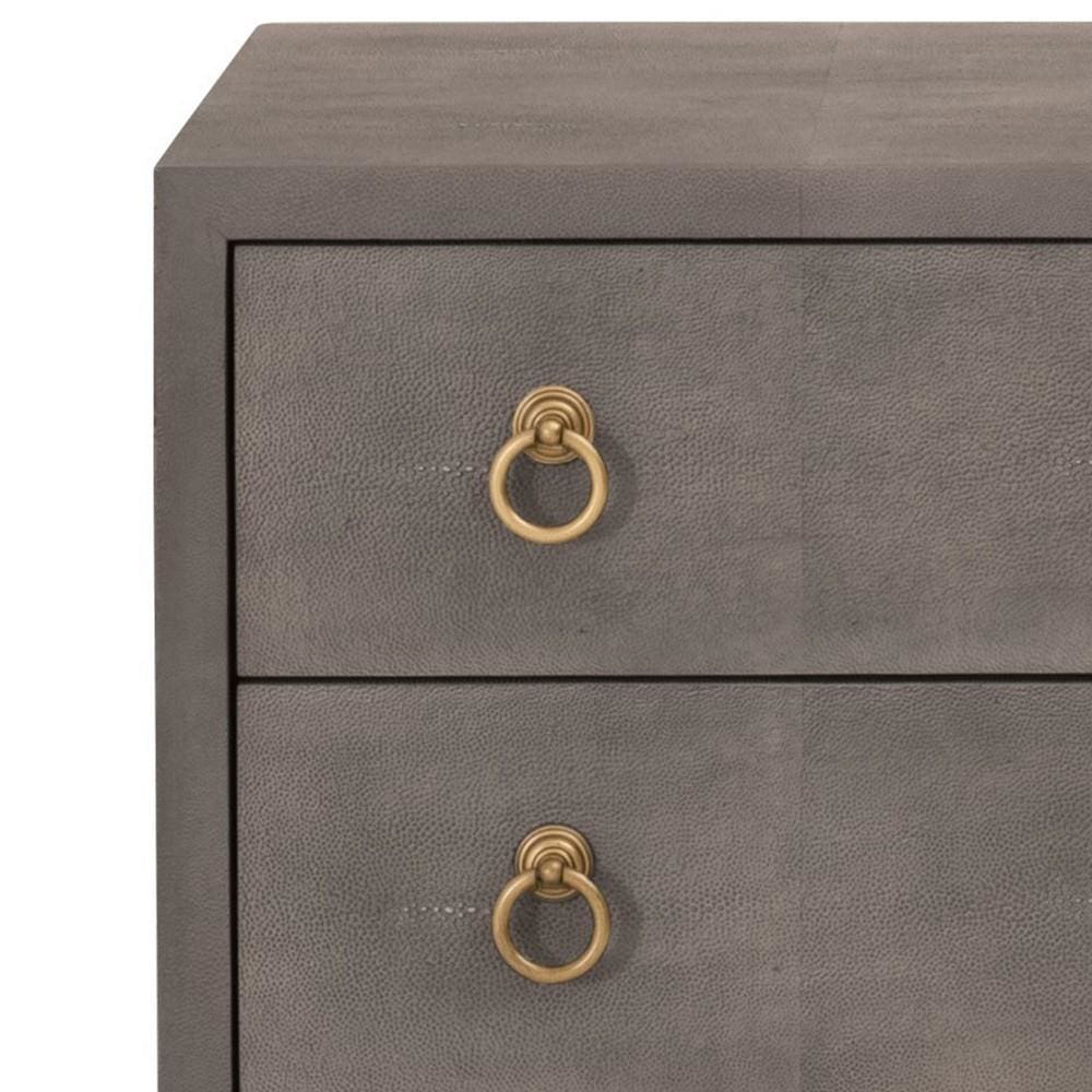 Dual Tone 2 Drawer Nightstand with Ring Pulls Gray and Gold By Casagear Home BM231494