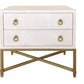 Dual Tone 2 Drawer Nightstand with Ring Pulls White and Gold By Casagear Home BM231495