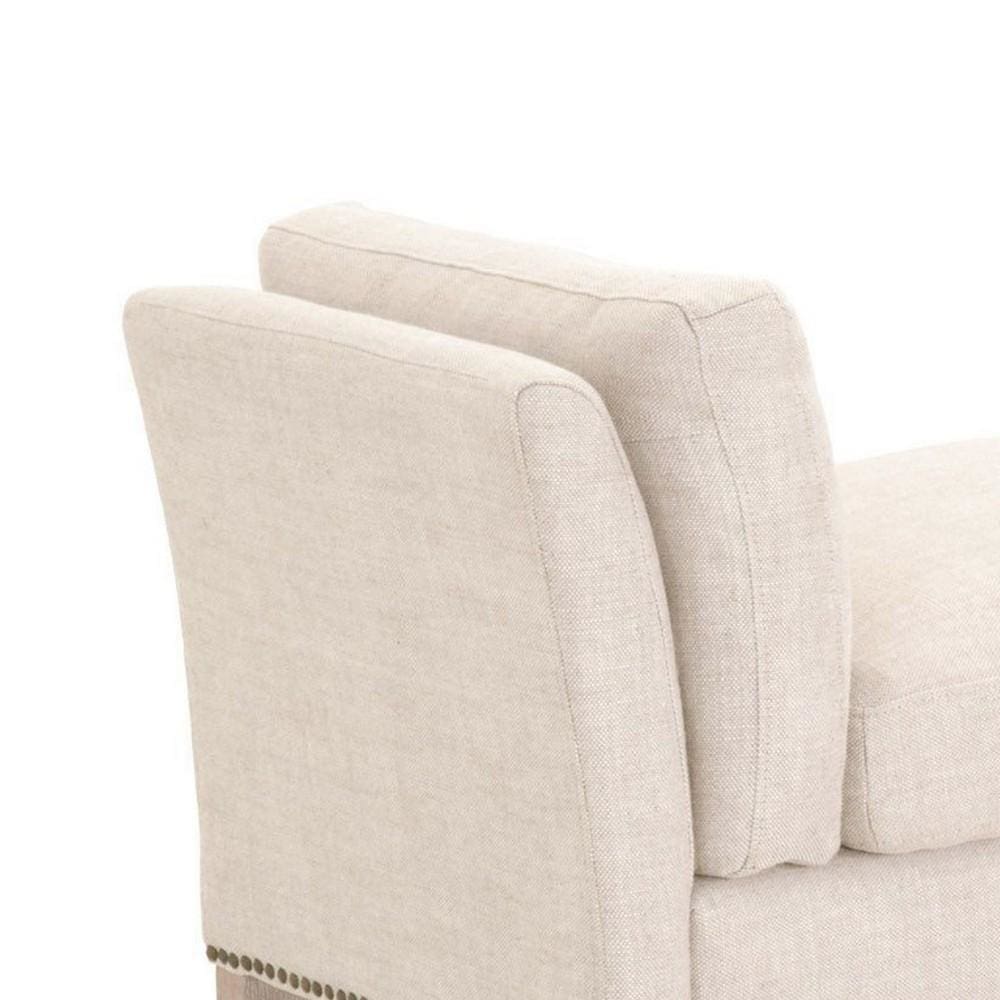 Padded Fabric Bench with Flared Arms and Nailhead Trim Beige By Casagear Home BM231500