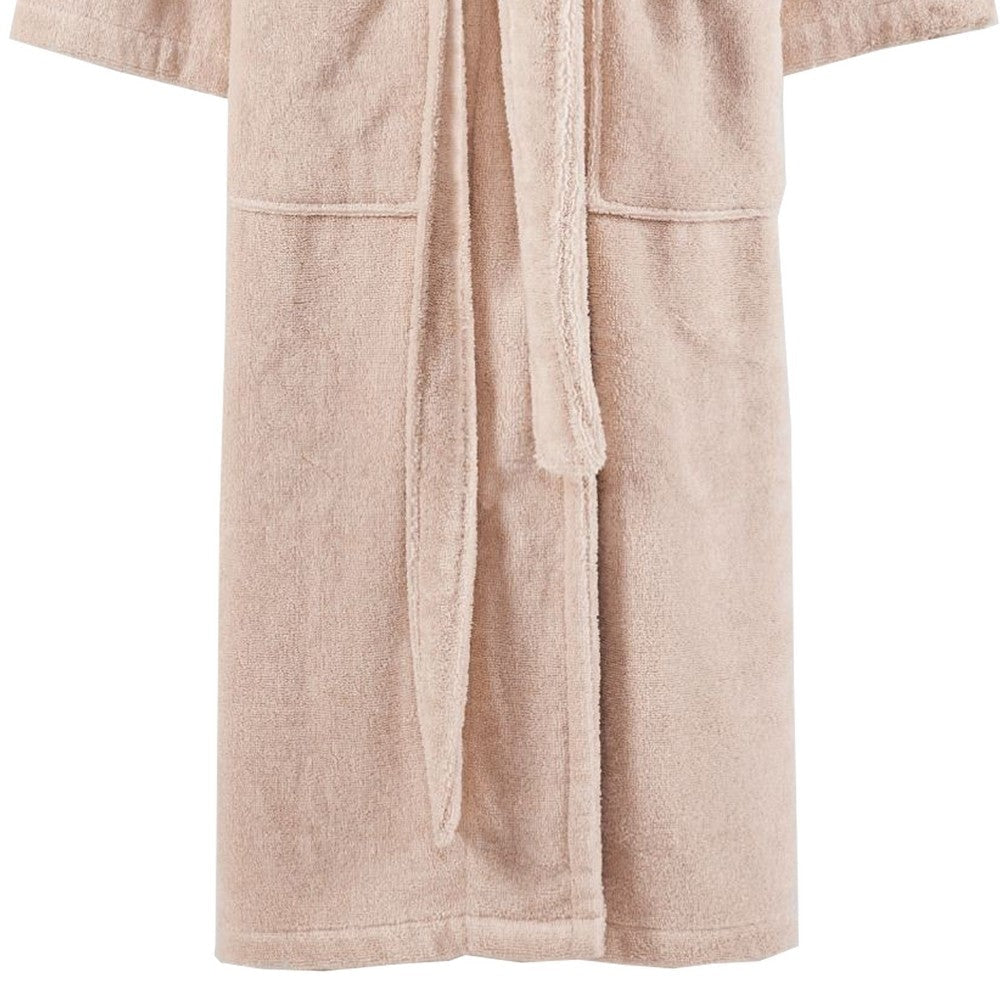 Marseille Fabric Bathrobe with Shawl Collar The Urban Port Medium Beige By Casagear Home BM231547