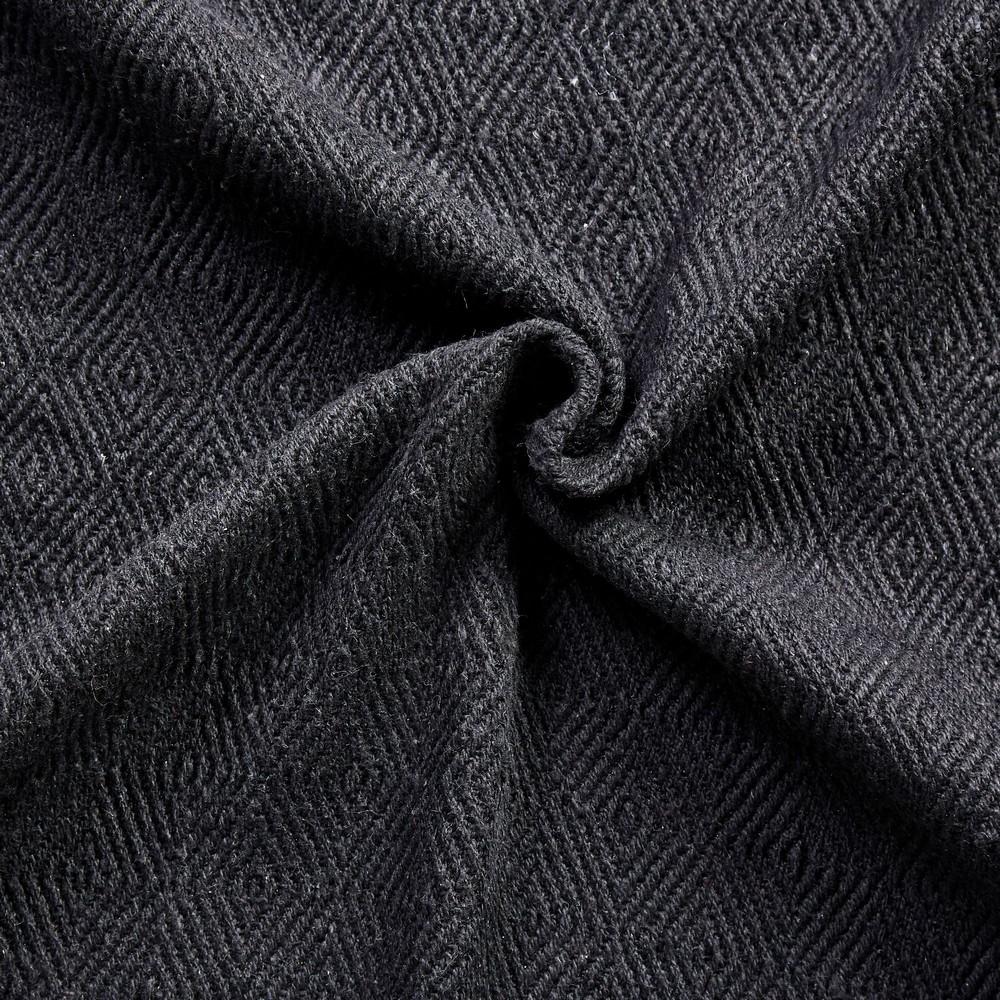 Lyon 60 x 50 Waffle Weave Design Fabric Throw Set of 2,Black By Casagear Home BM231550