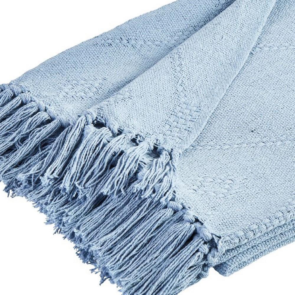 Lyon 60 x 50 Waffle Weave Design Fabric Throw Set of 2 Blue By Casagear Home BM231551