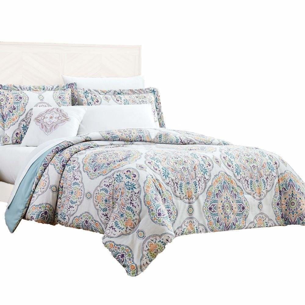 Chania 8 Piece King Bed Set | Floral Print | Multicolor