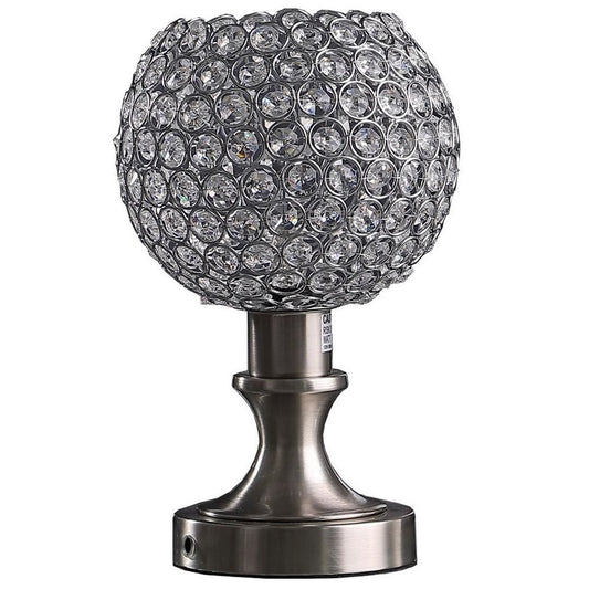Acrylic Bead Globe Table lamp with Metal Base, Silver By Casagear Home