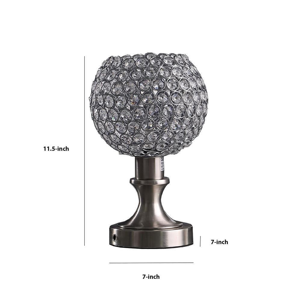 Acrylic Bead Globe Table lamp with Metal Base Silver By Casagear Home BM231808