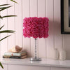 Bloom Roses Drum Shade Table Lamp with Twisted Acrylic Base, Red By Casagear Home