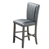 Pleated Design Counter Height Chair with Shimmery Details, Set of 2, Gray By Casagear Home
