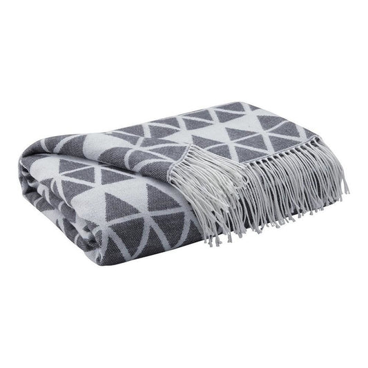 Fabric Throw Blanket with Diamond Pattern, Set of 3, Gray By Casagear Home