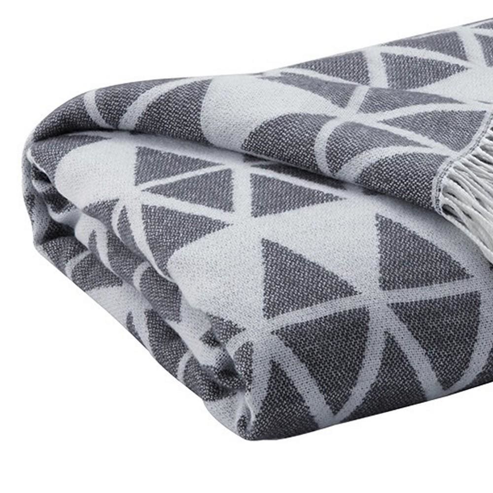 Fabric Throw Blanket with Diamond Pattern Set of 3 Gray By Casagear Home BM231909
