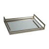 Rectangular Metal Frame Tray with Mirrored Top, Silver By Casagear Home
