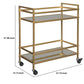 Metal Frame Bar Cart with 2 Mirrored Shelves Gold By Casagear Home BM231915