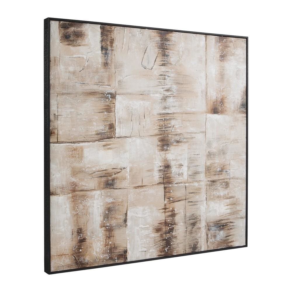 Gallery Wrapped Wall Art with Handpainted Abstract Design, Brown By Casagear Home