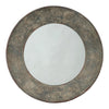 30.25 Inches Round Metal Encased Accent Mirror, Distressed Gray By Casagear Home