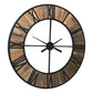 39 Inches Wood and Metal Wall Clock, Brown and Black By Casagear Home