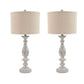 Drum Shade Table Lamp with Pedestal Base, Set of 2, Beige and Off White By Casagear Home