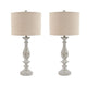 Nova Table Lamp Set | Drum Shade | Pedestal Base | Beige & Off White