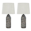 Nova Table Lamp Set | Textured Base | Fabric Shade | White & Black