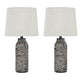 Nova Table Lamp Set | Textured Base | Fabric Shade | White & Black