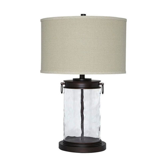 Kai Table Lamp | Drum Shade | Glass Insert Base | Bronze