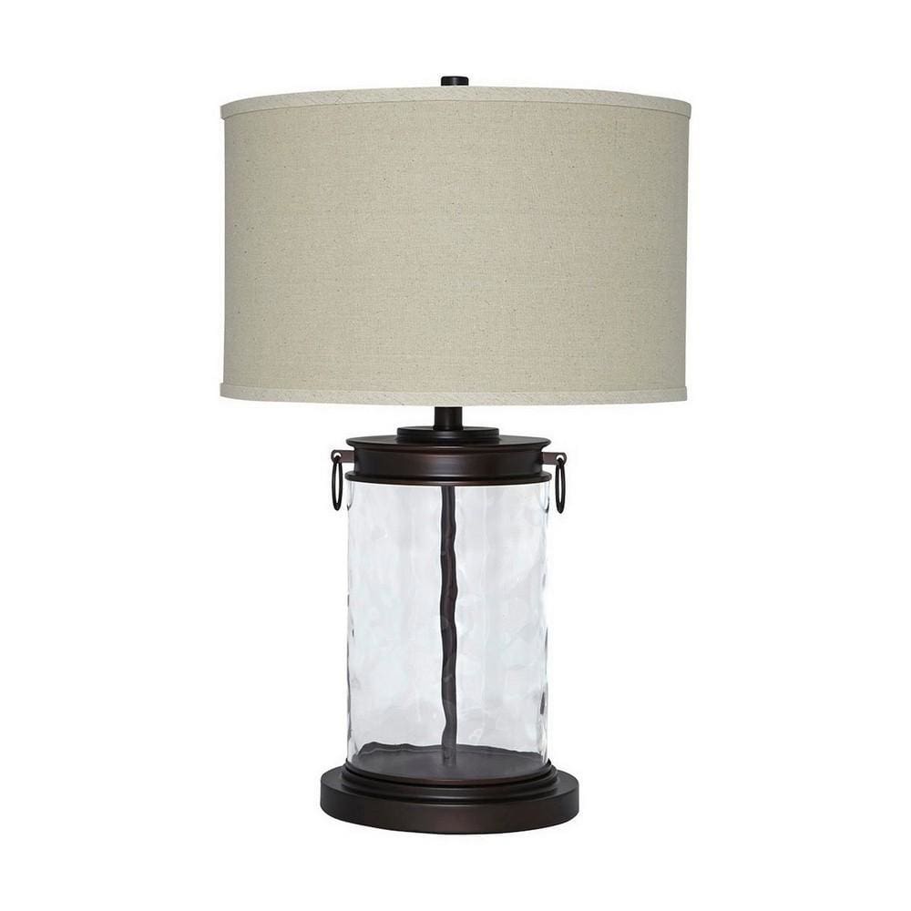 Kai Table Lamp | Drum Shade | Glass Insert Base | Bronze