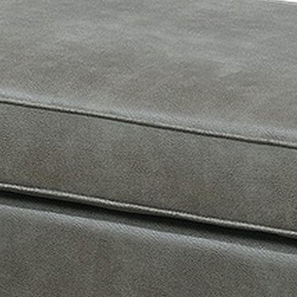 Leatherette Ottoman with Nailhead Trim and Turned Feet Gray By Casagear Home BM231976