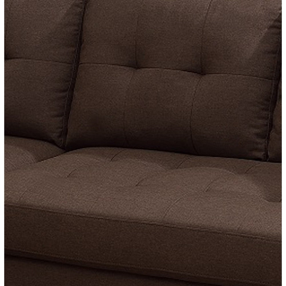 Fabric 2 Piece Sectional Sofa with Round Tapered Legs Dark Brown By Casagear Home BM231977
