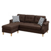 Fabric 2 Piece Sectional Sofa with Round Tapered Legs, Dark Brown By Casagear Home