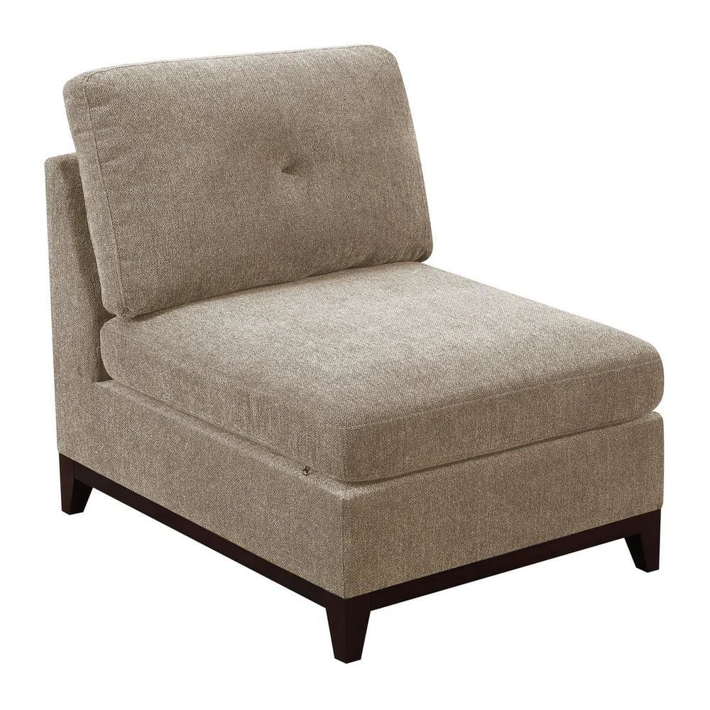 Fabric Armless Chair  with Tufted Back Pillow, Gray By Casagear Home
