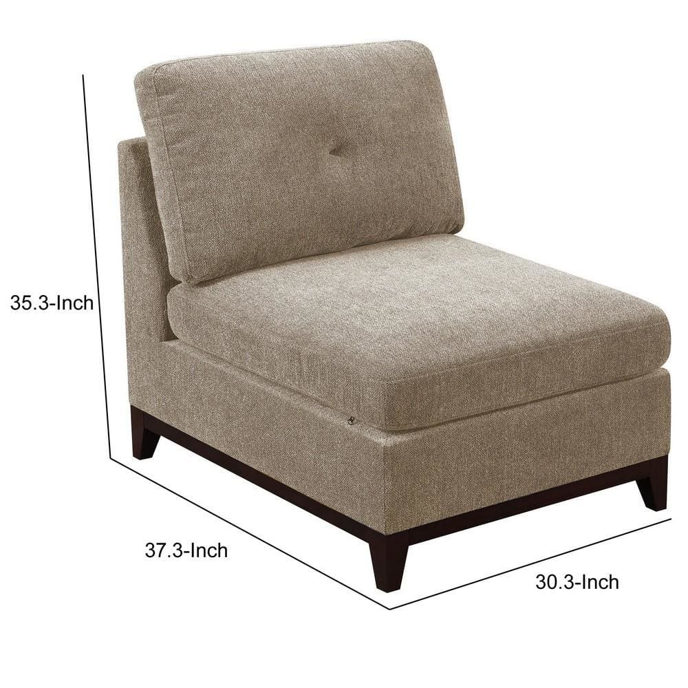 Fabric Armless Chair with Tufted Back Pillow Gray By Casagear Home BM231980